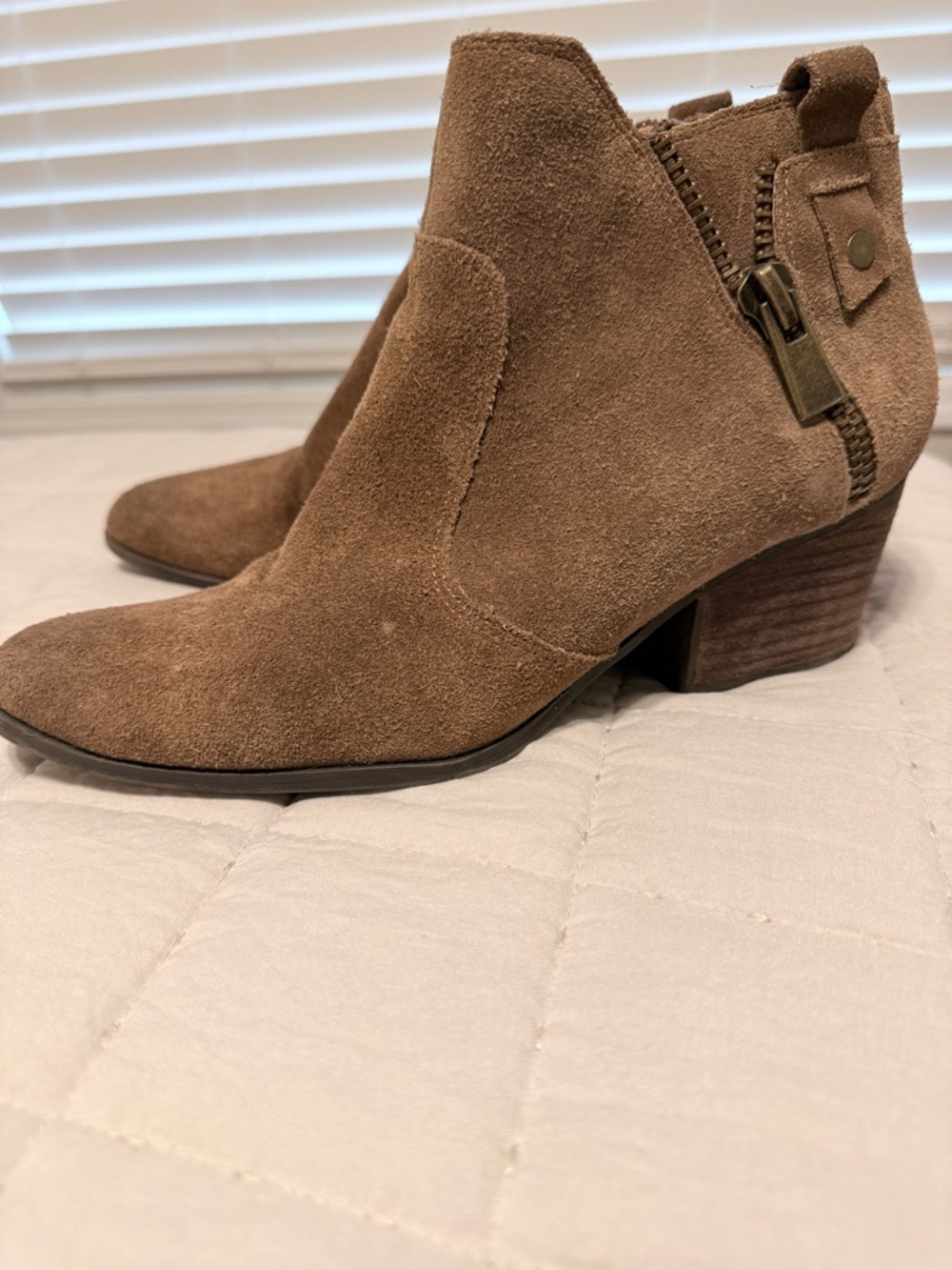 Crown Suede Ankle Booties in Brown - Women's Stylish Side-Zip Boot